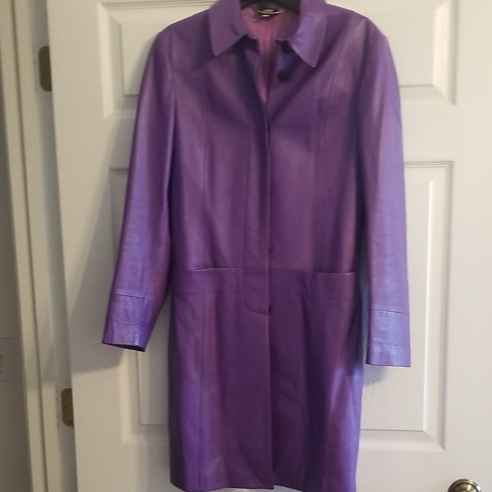 Versace Women's Purple leather coat,size xs-s